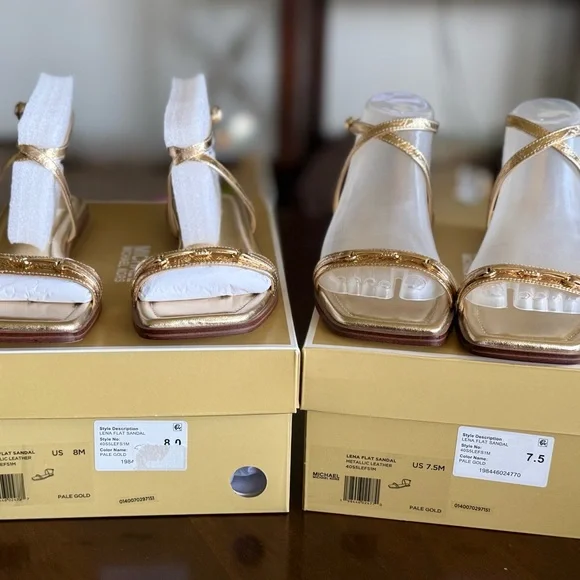 ✨ NEW Michael Kors Square Toe Sandals – Pale Gold ✨ - Picture 12 of 15